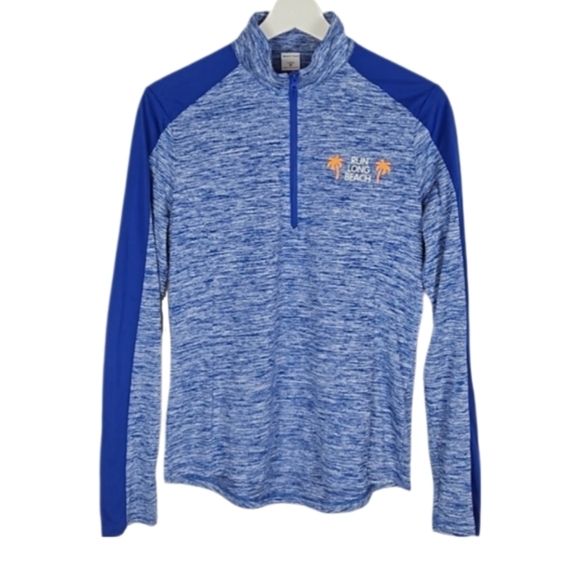 Sport-Tek Tops - Run Long Beach Blue Colorblock Longsleeve Shirt, M